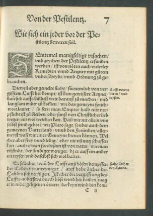 Wie sich ein jeder von der Pestilentz bewaren soll.
