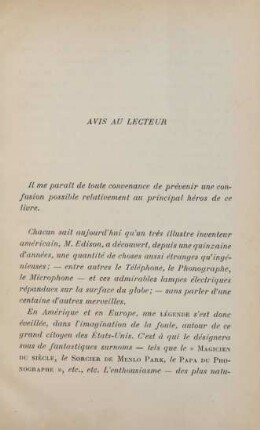 Avis au lecteur