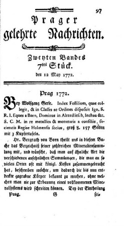 Zweyten Bandes 7tes Stück. den 12 May 1772.