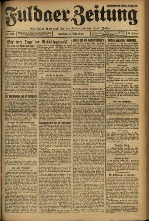 Erste Ausgabe vom Freitag, den 02. Mai 1924.