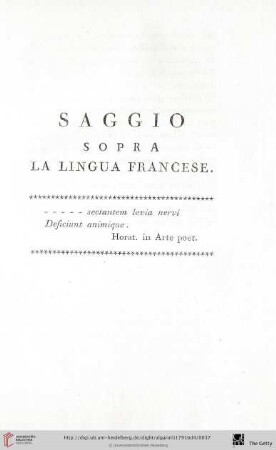 Saggio sopra la lingua francese