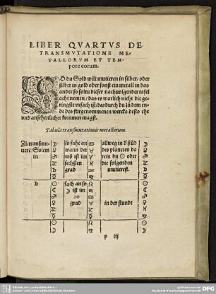 LIBER QUARTUS DETRANSMUTATIONE METALLORUM ET TEMPORE EORUM.