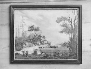 Flusslandschaft mit Bauernhaus