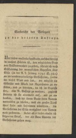 Vorbericht des Verlegers zu der dritten Auflage.