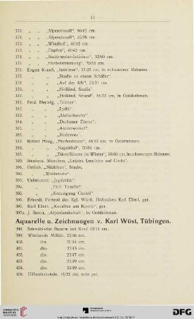 Aquarelle u. Zeichnungen v. Karl Wüst, Tübingen (Nr. 398-429)