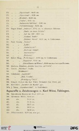 Aquarelle u. Zeichnungen v. Karl Wüst, Tübingen (Nr. 398-429)