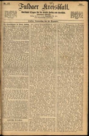 Erste Ausgabe vom Donnerstag, den 20. Dezember 1883.