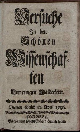 Viertes Stück im April 1756.