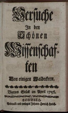 Viertes Stück im April 1756.
