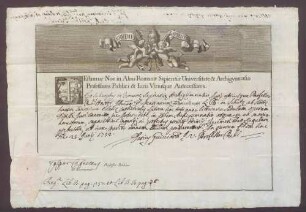 Studienzeugnisse des Marian Franz Schütz von Holzhausen aus Rom.