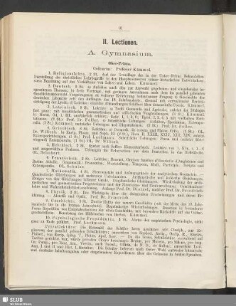 II. Lectionen