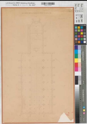 Münster (Münster) Apostelkirche Grundriß 1858 50 Fuß = 13 cm 60 x 38 Zeichnung (Hauptner, Bauinspektor) KSM Nr. 1272g