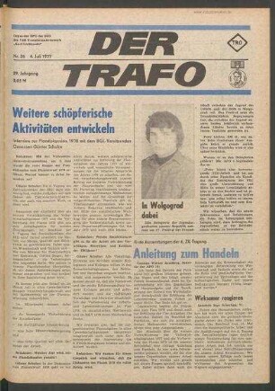 TRO-Betriebszeitung 'Der Trafo'; Nr. 26/1977 (4. Juli 1977)