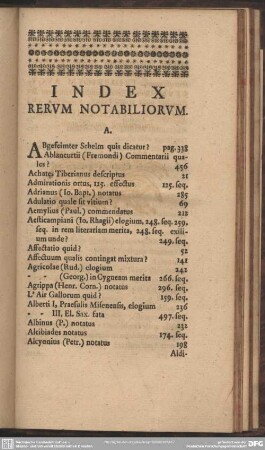 Index Rerum Notabiliorum
