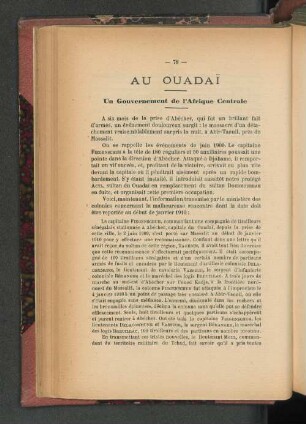 Au Ouadai. Un Gouvernement de l'Afrique Centrale.