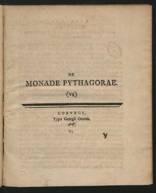 De Monade Pythagorae. (VI)