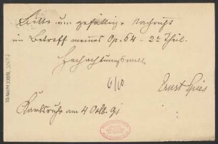 Brief an B. Schott's Söhne : 04.10.1891