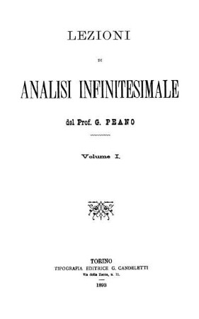 Vol. 1: Lezioni di analisi infinitesimale. Vol. 1