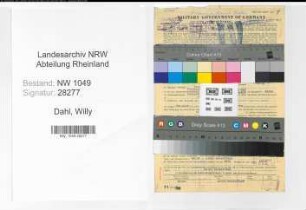Entnazifizierung Willy Dahl , geb. 12.04.1914 (Buchhalter)