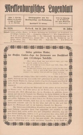 Nr. 23/24. Rostock, den 24. Juni 1920.