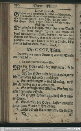 Der CXXIV. Psalm : Dancksagung wegen Errettung aus den Stricken der Nachsteller
