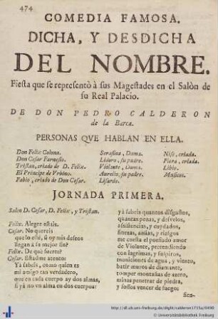 Dicha, y Desdicha del Nombre.