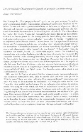 Die europäische Übergangsgesellschaft im globalen Zusammenhang