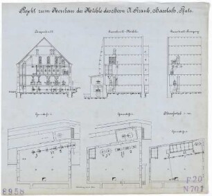 Technische Zeichnung : Projekt zum Neubau der Mühle des Herrn A. Straub, Haßloch, Pfalz