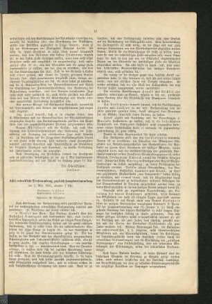 Achte ordentliche Versammlung, zugleich Hautpversammlung am 2. Mai 1885