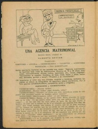 Una agencia matrimonial : sainete breve, original