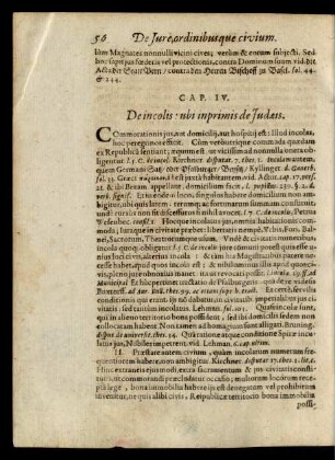 Cap. IV. De incolis: ubi inprimis de Judaeis.