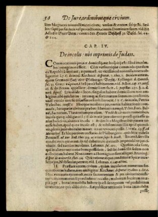 Cap. IV. De incolis: ubi inprimis de Judaeis.
