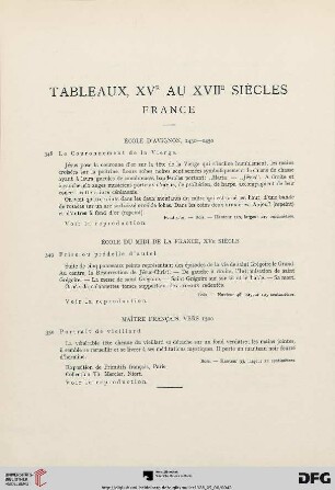 Tableaux, XVe au XVIIe siècles (No 348-390)