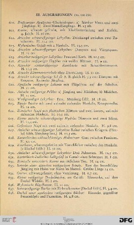 III. Ausgrabungen (Nr. 610-757)