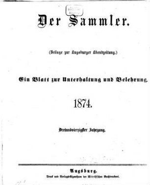 Der Sammler. 43. 1874