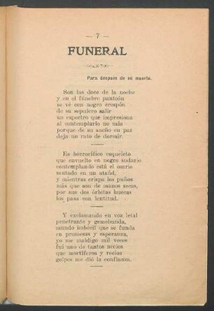 Funeral : Para despúes de mi muerte.