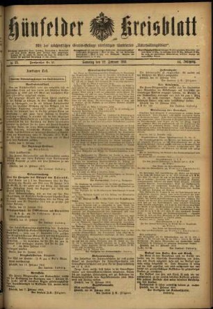 Ausgabe vom Samstag, den 22. Februar 1919.