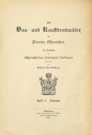 Die Bau- und Kunstdenkmäler der Provinz Ostpreußen, 5. Die Bau- und Kunstdenkmäler in Litauen