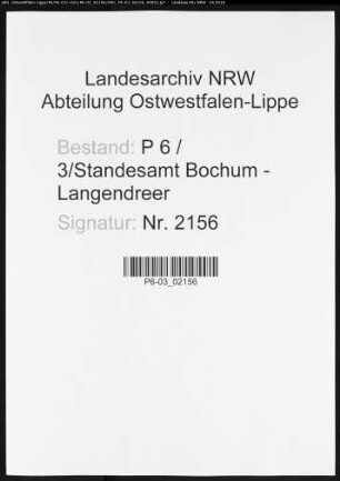 Namensverzeichnis Bochum - Langendreer, Todesfälle