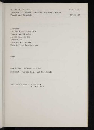 Lehrplan für das Unterrichtsfach Physik und Wärmelehre ...