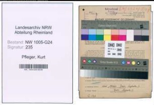 Entnazifizierung Kurt Pfleger , geb. 18.08.1882 (Hausmeister)