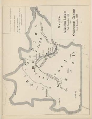 Skizze des besetzten Landes Ende September 1900 und des Occupations-Gebietes Ende Dezember 1900