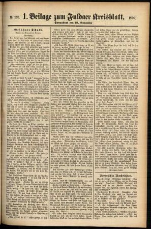 Zweite Ausgabe vom Samstag, den 18. November 1899.