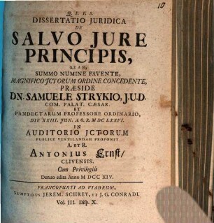 Diss. ... de salvo iure principis