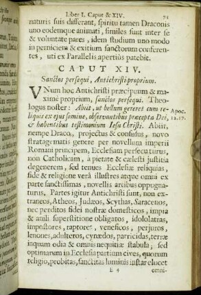Caput XIV. Sanctos persequi, Antichristi proprium.