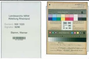 Entnazifizierung Werner Stamm , geb. 24.12.1903 ()