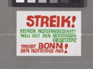 Aufkleber gegen die Notstandsgesetze