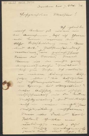 Brief an Karl Klindworth : 07.10.1910