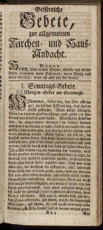 Geistreiche Gebete, zur allgemeinen Kirchen und Hausandacht.