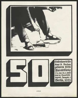 Ausstellungswerbung: "500 Selbstporträts Knut N. Firchau" vom 27. April bis zum 28. Mai 1989